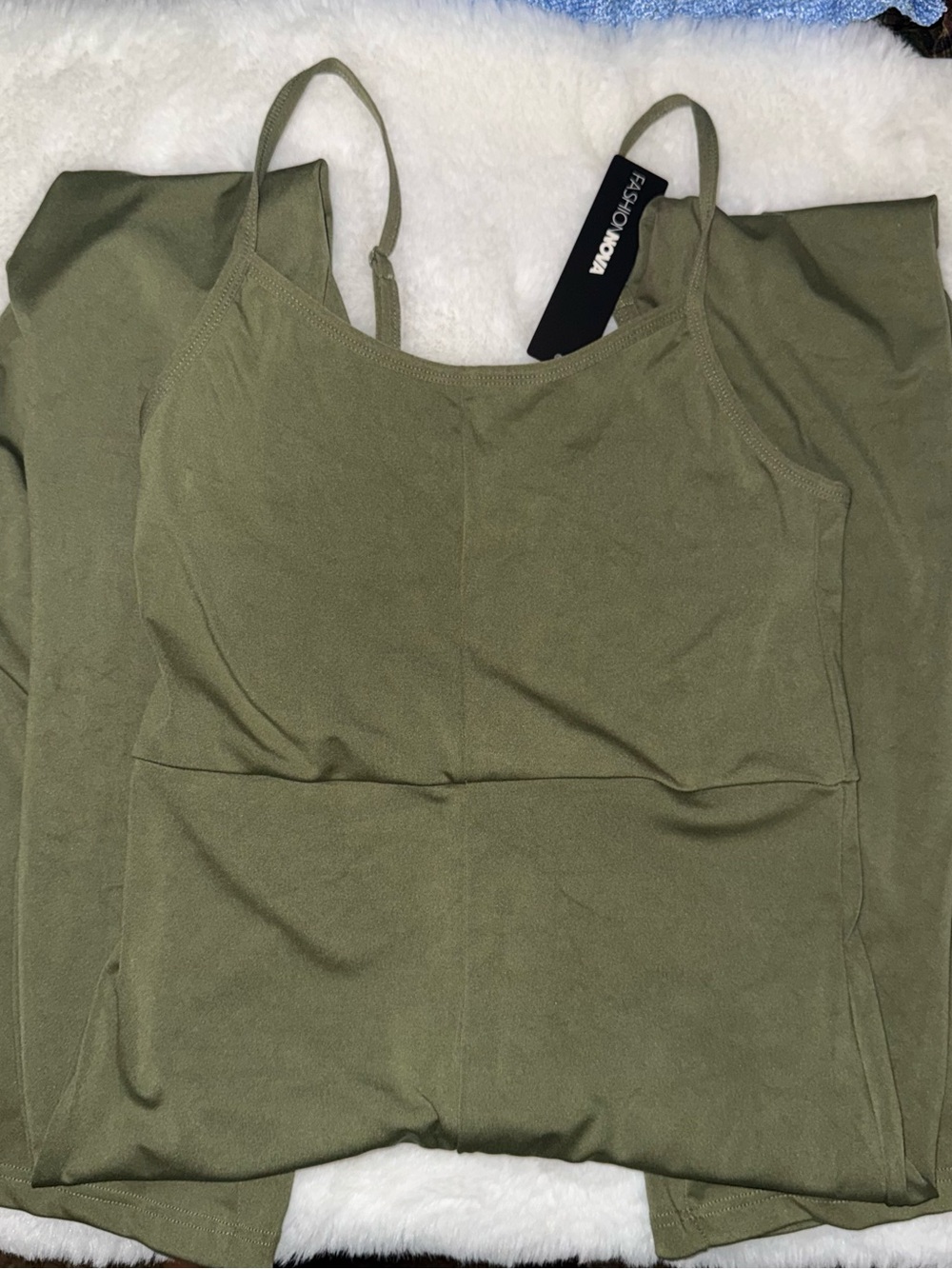 NWT Fashion Nova Olive Green Spaghetti Strap jumpsuit